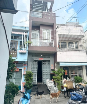Dt: 3,2 x 12,5 nhà 1 trệt, 2 lầu + sân thượng, 4 phòng ngủ, 2WC, phòng khách phòng thờ.